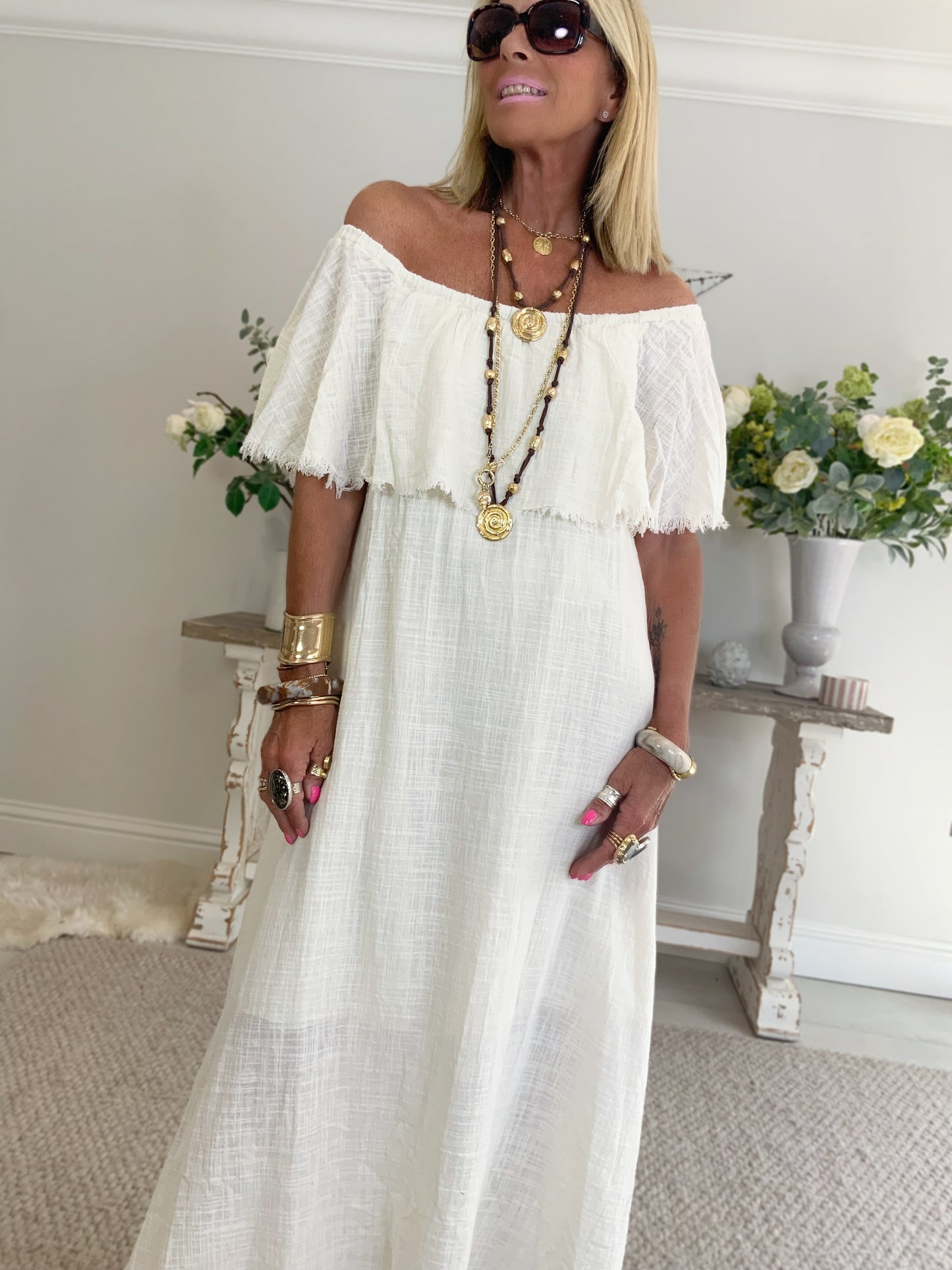 Capri Off The Shoulder Maxi Dress