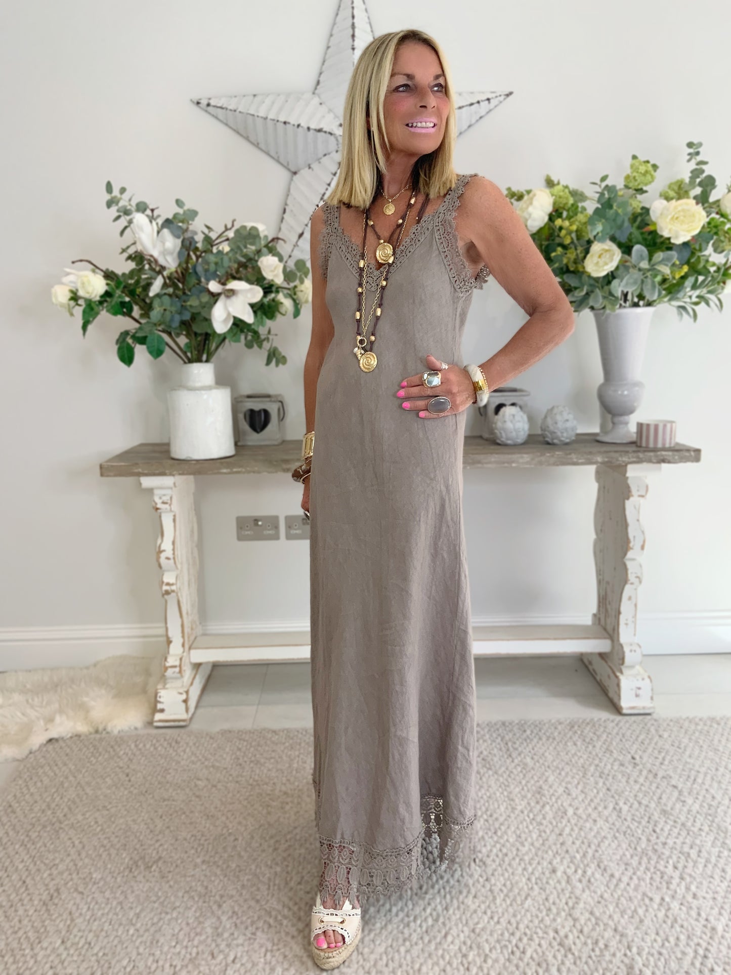 Felicita Bias-Cut Linen Maxi Dress