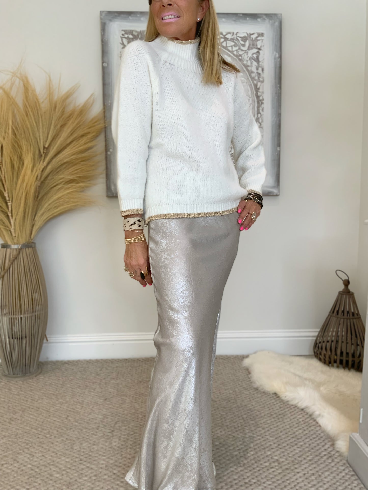 Metallic Shimmer Maxi Skirt