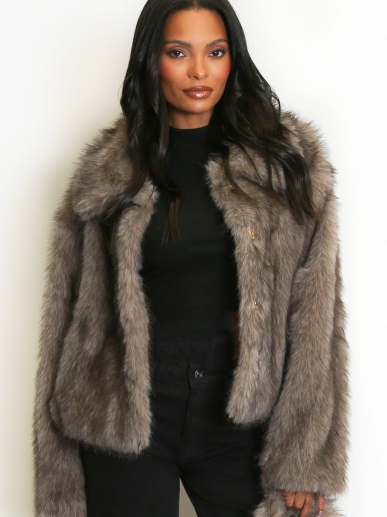 Collared Faux Fur Jacket