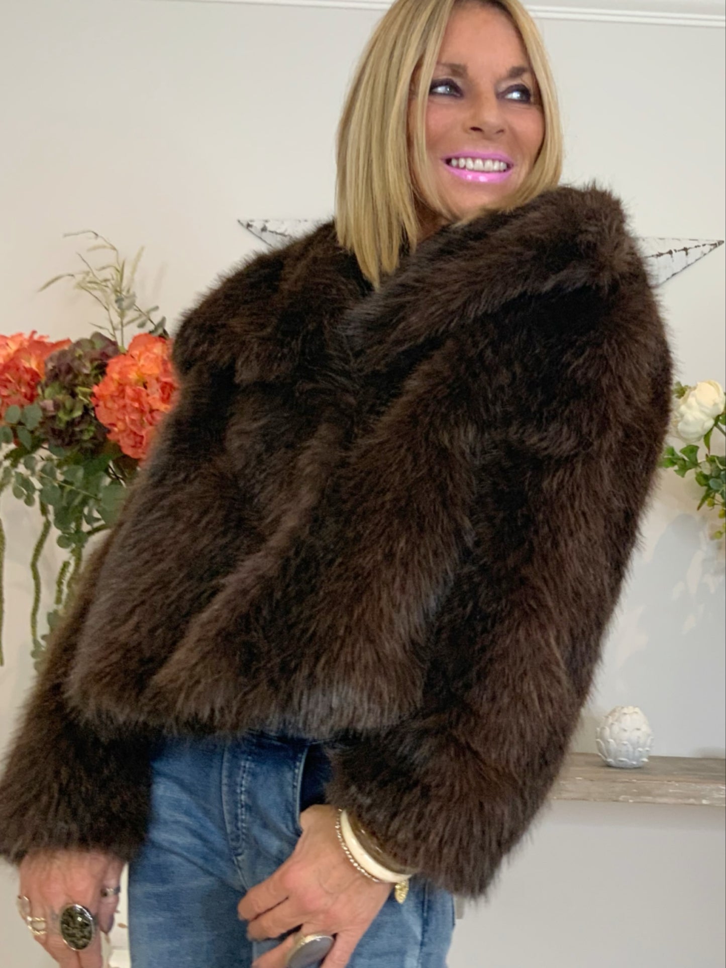 Vintage Fleck Faux Fur Jacket