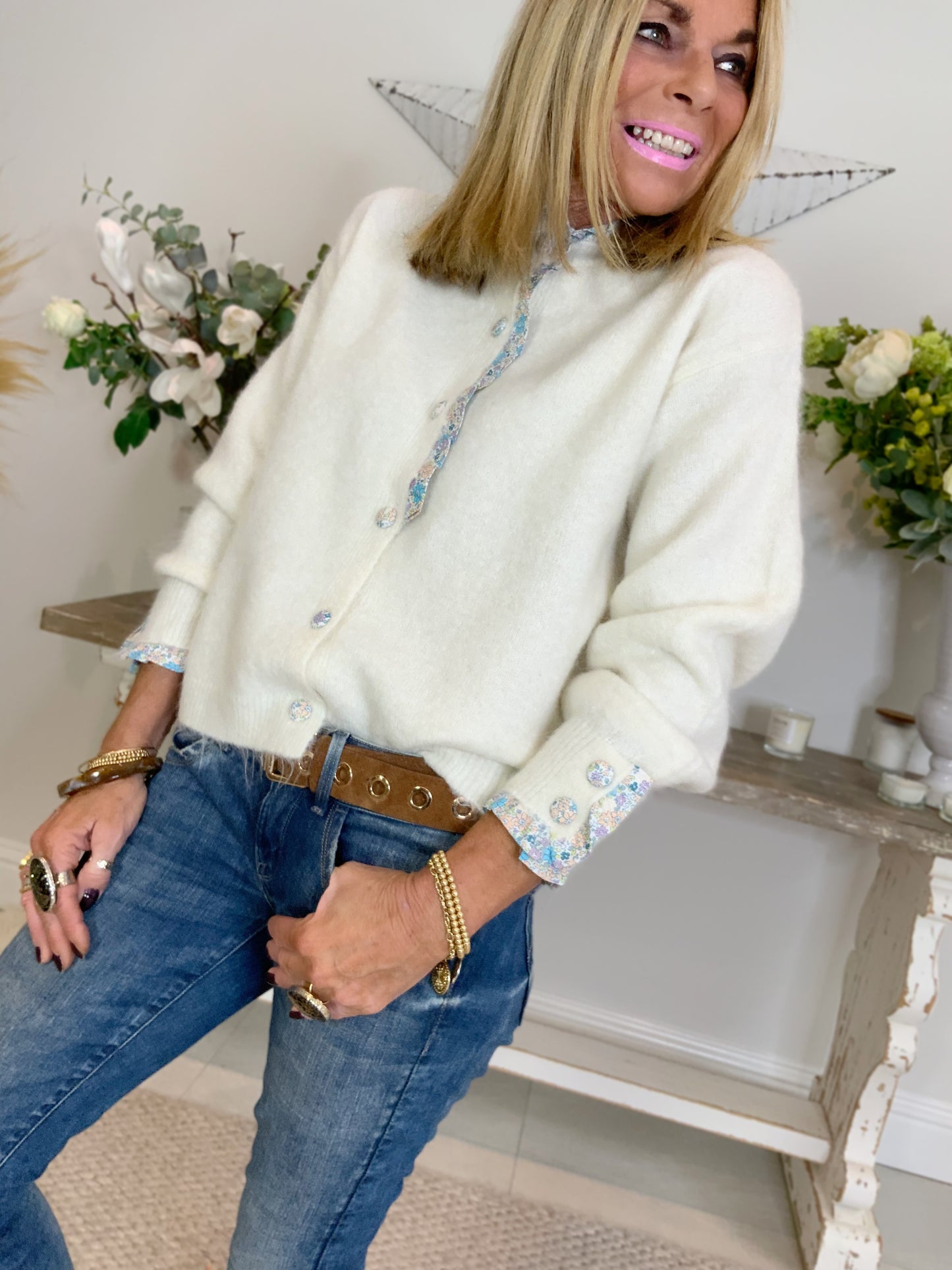 Freya Floral Trim Cardigan
