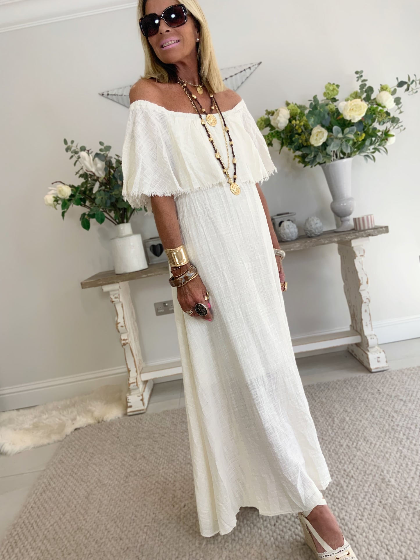 Capri Off The Shoulder Maxi Dress