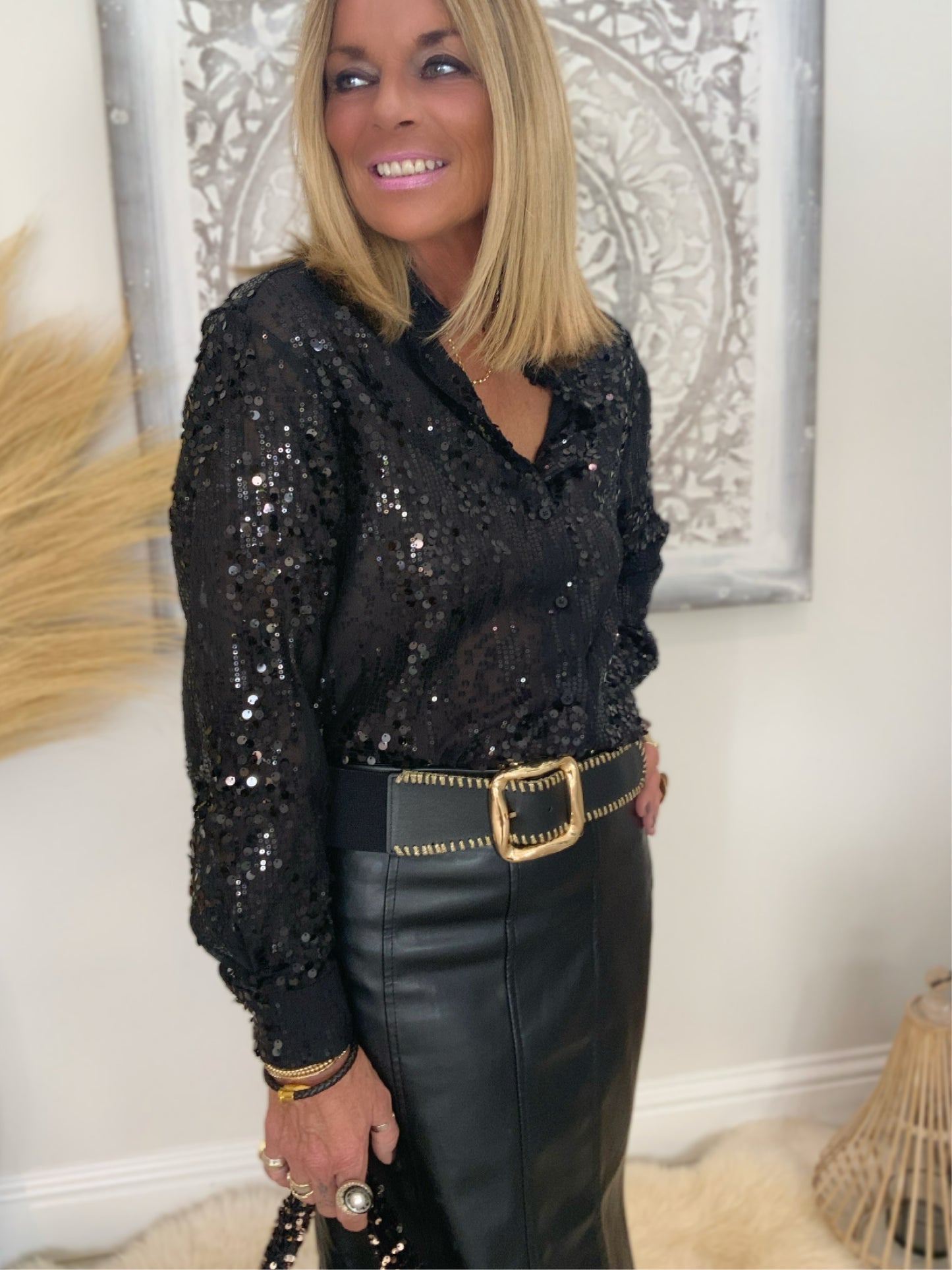 Sequin Sheer Blouse