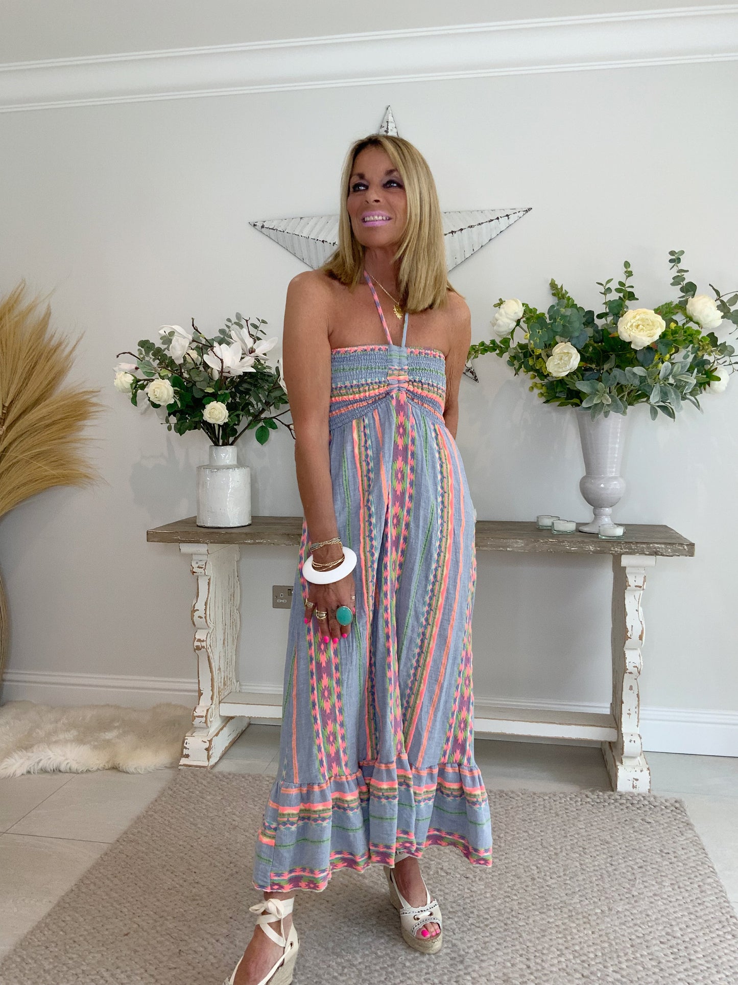 Bandeau Multi-Colour Maxi Dress