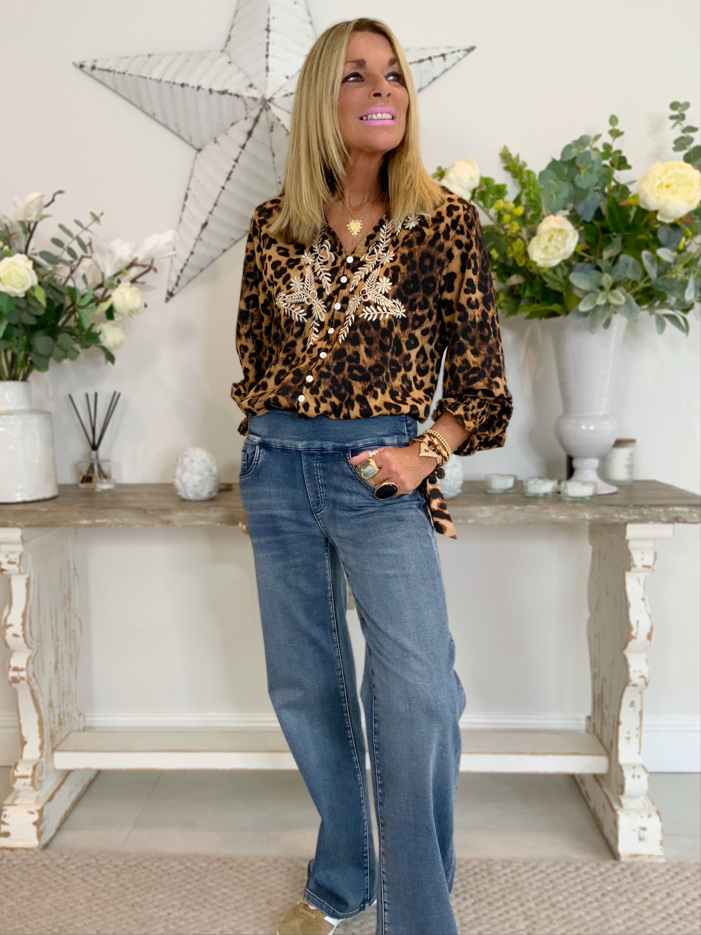 Chloe Leopard Embroidery Blouse
