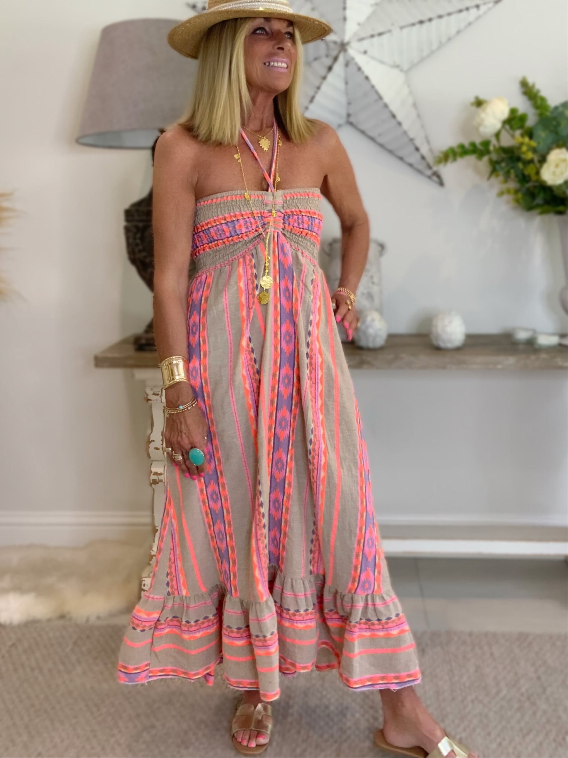 Bandeau Multi-Colour Maxi Dress The Fashion Loft Boutique Bandeau Multi-Colour Maxi Dress The Fashion Loft Boutique