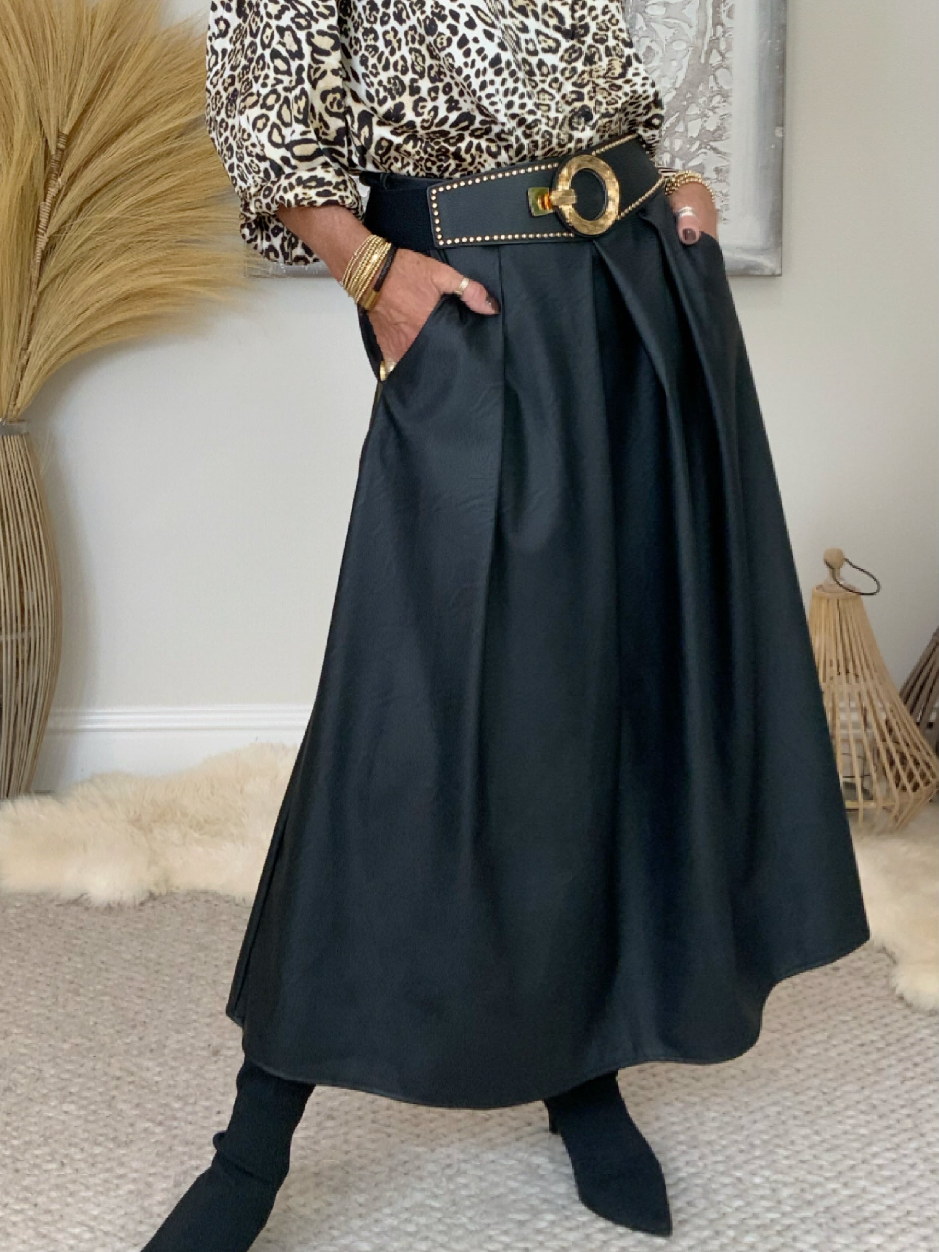 Pleated Faux Leather Maxi Skirt The Fashion Loft Boutique