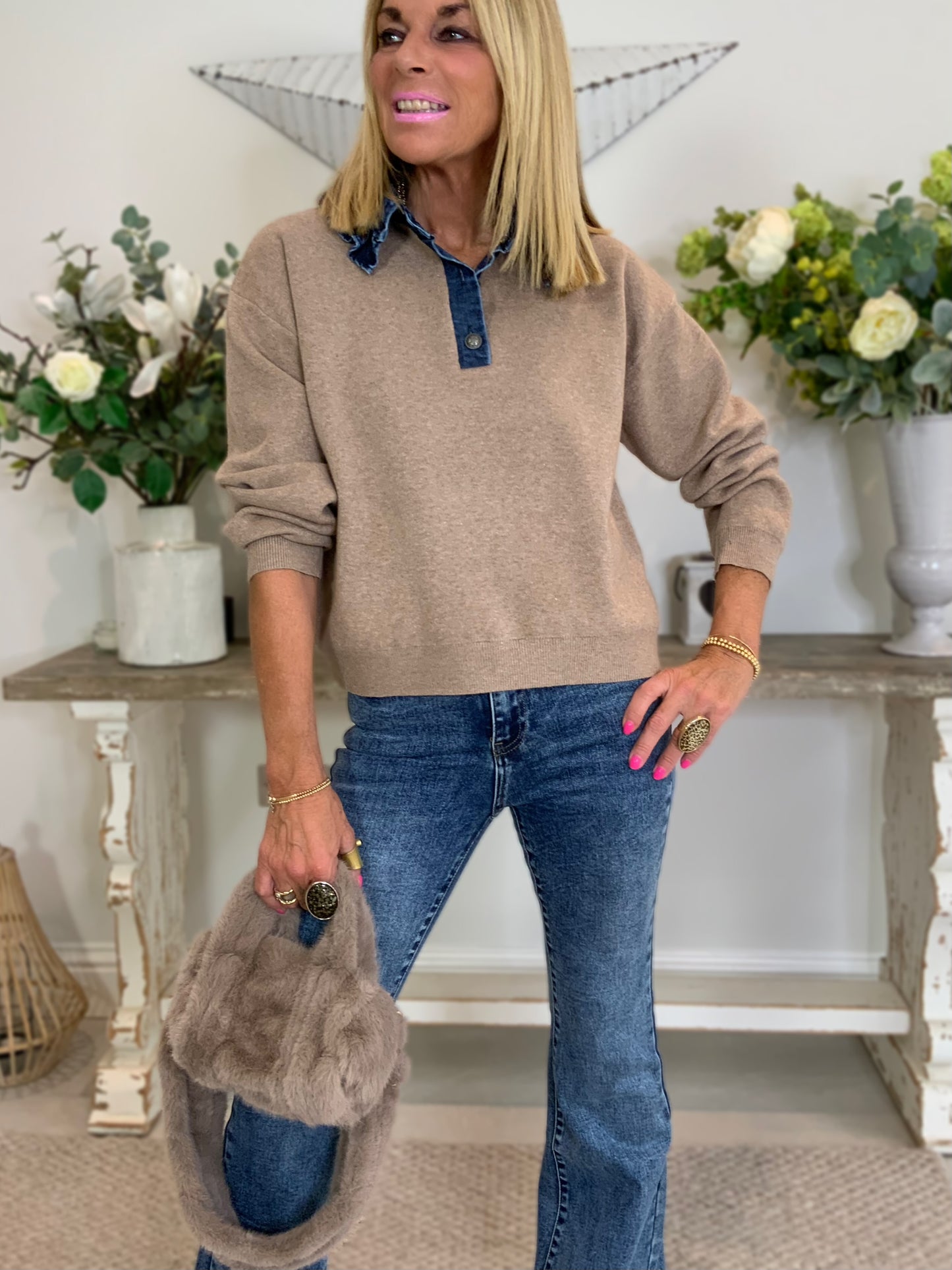 Faux Fur Mini Barrel Bag