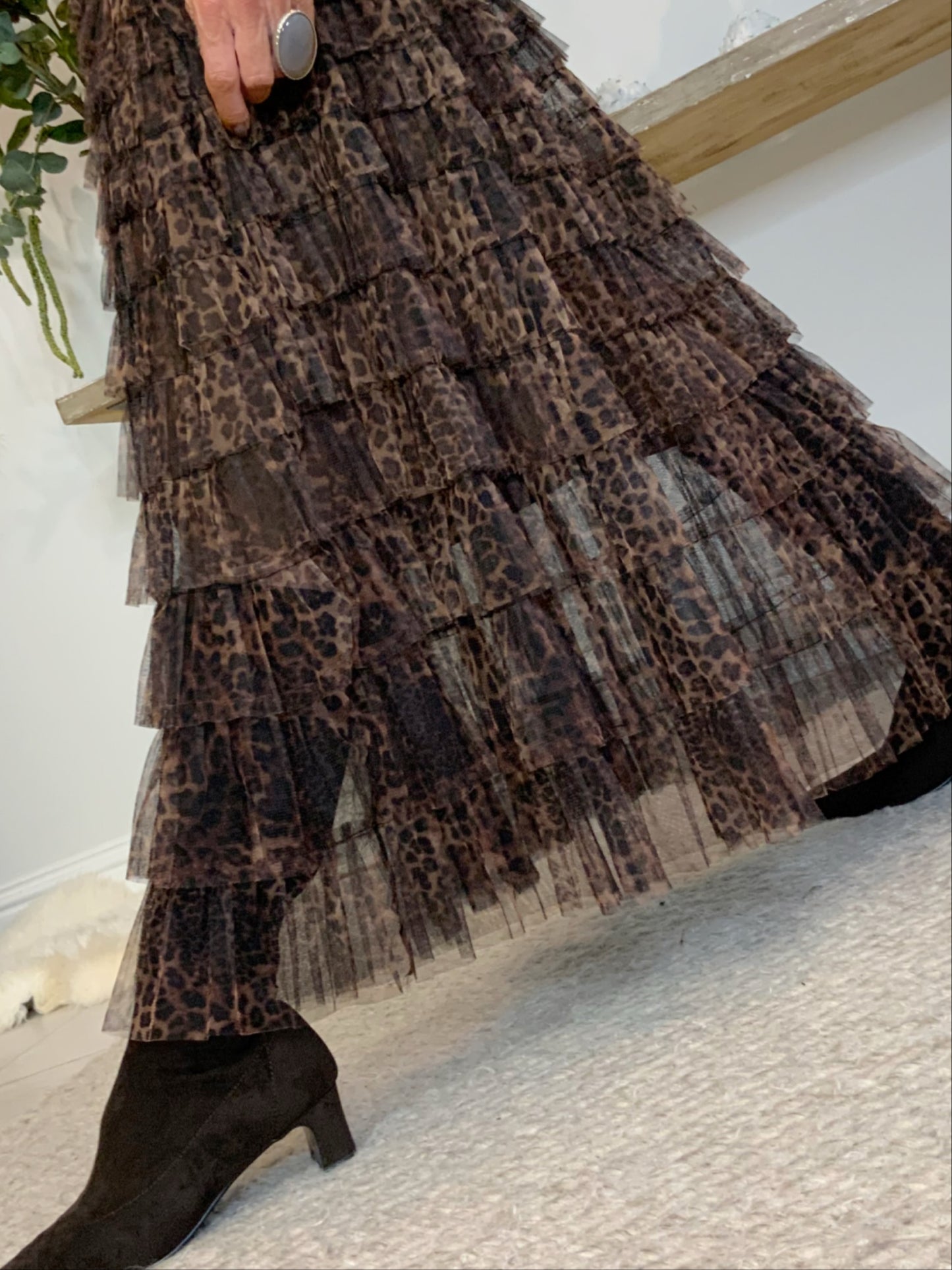 Leopard Print Ruffle Tier Tulle Skirt