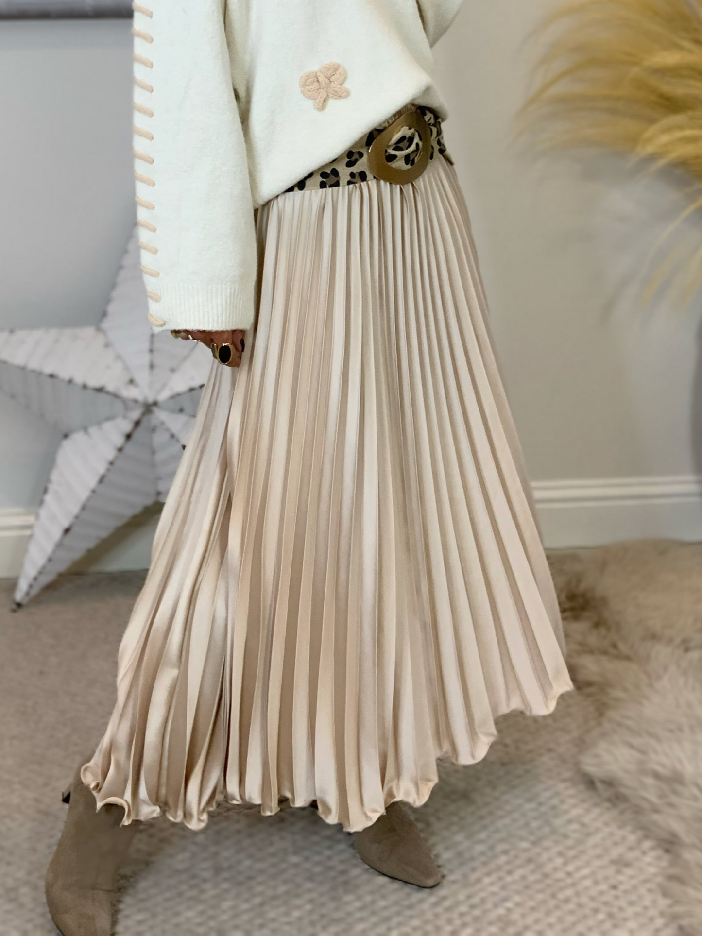 Satin Pleated Maxi Skirt