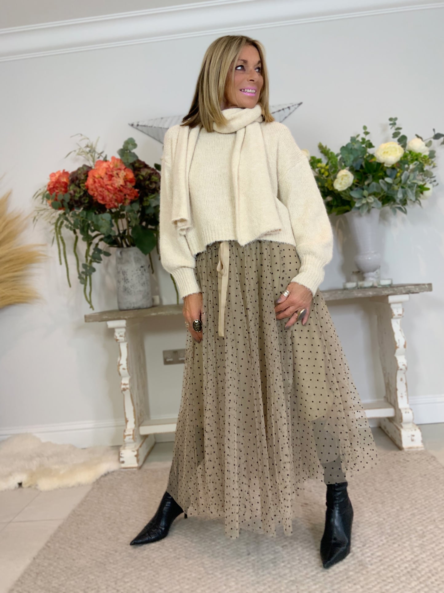 Polka Dot Tulle Maxi Skirt