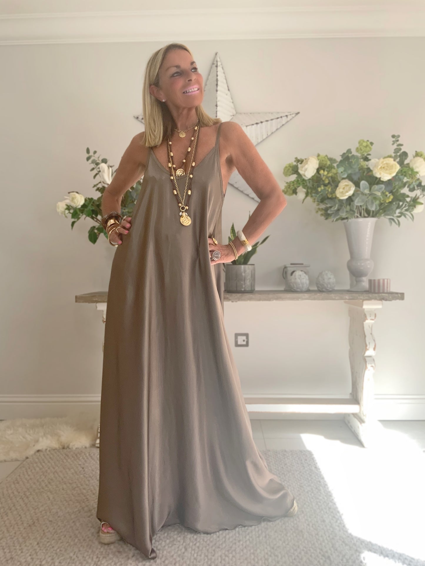 La Belle Satin Maxi Dress