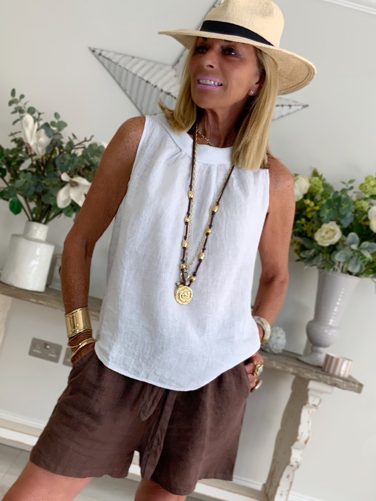 Linen Sleeveless Top