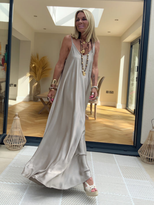 La Belle Satin Maxi Dress