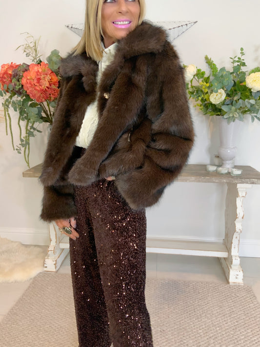 Collared Faux Fur Jacket