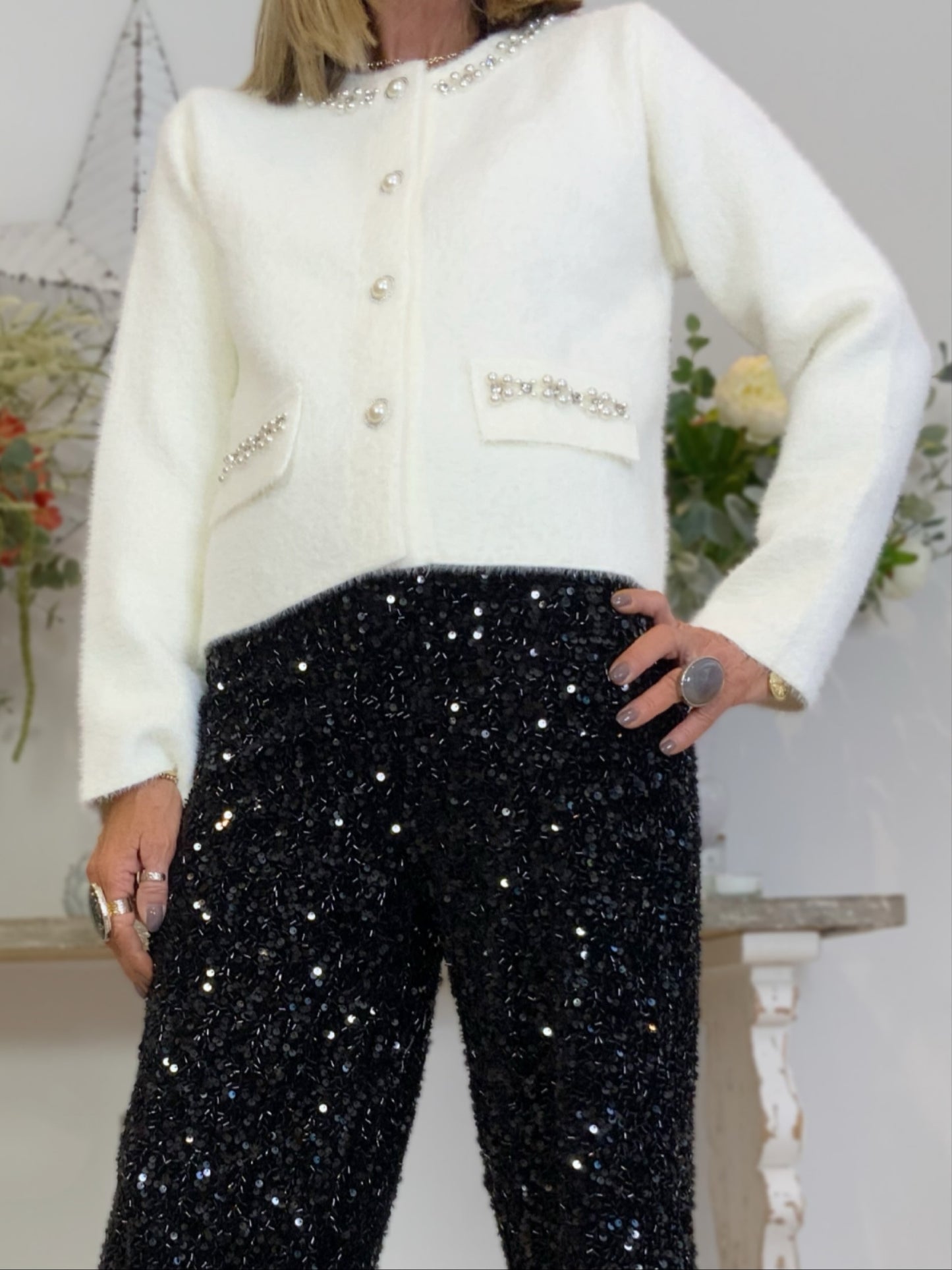 Diamanté Embellished Cardi-Jacket