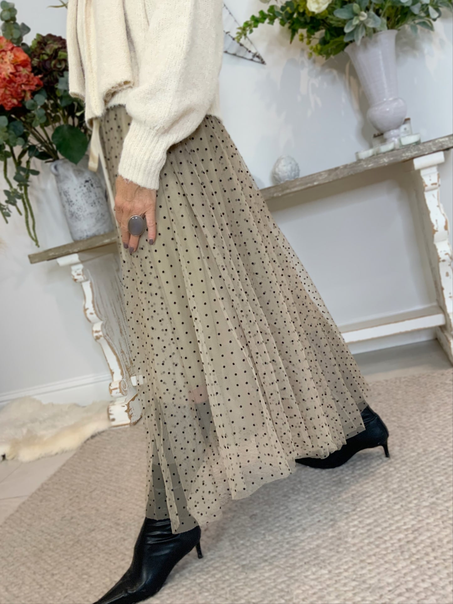 Polka Dot Tulle Maxi Skirt