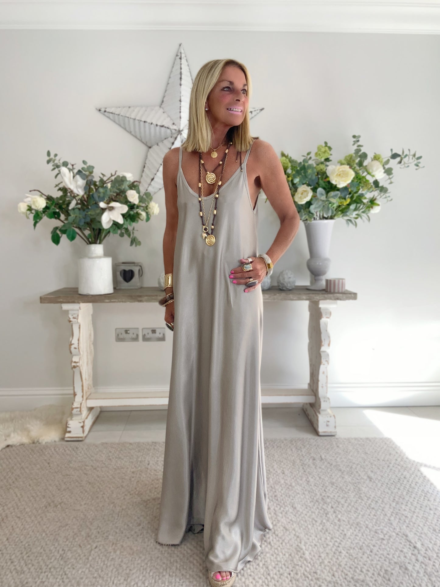 La Belle Satin Maxi Dress