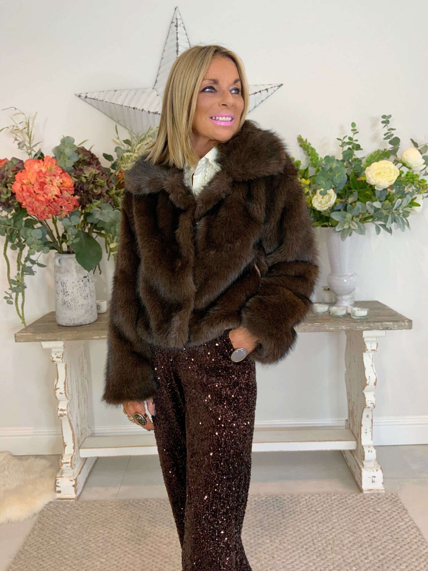 Collared Faux Fur Jacket