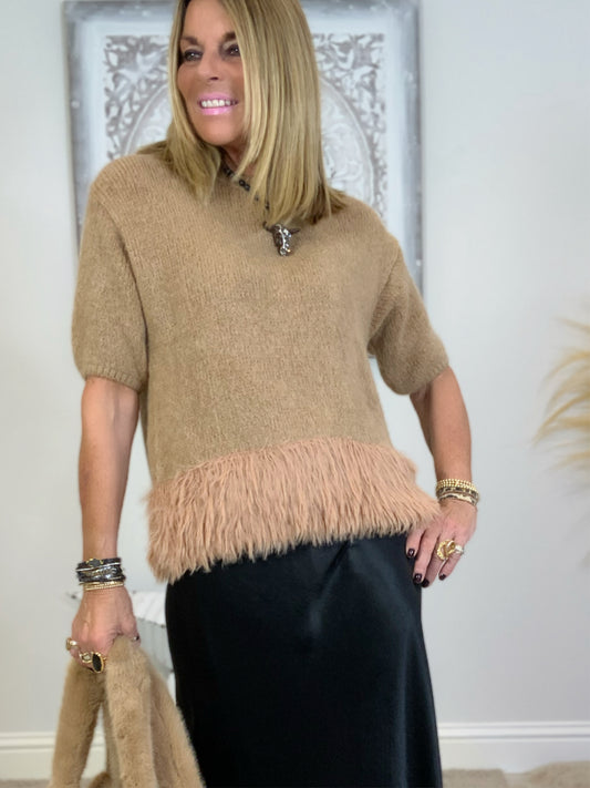 Short sleeve feather jumper, feather jumper 