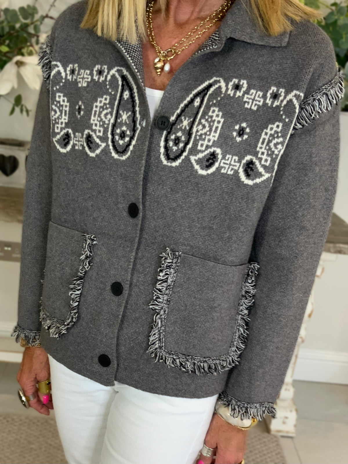 Star Wool Blend Jacket Grey