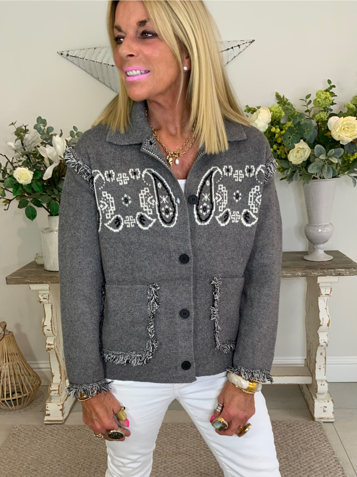 Star Wool Blend Jacket Grey