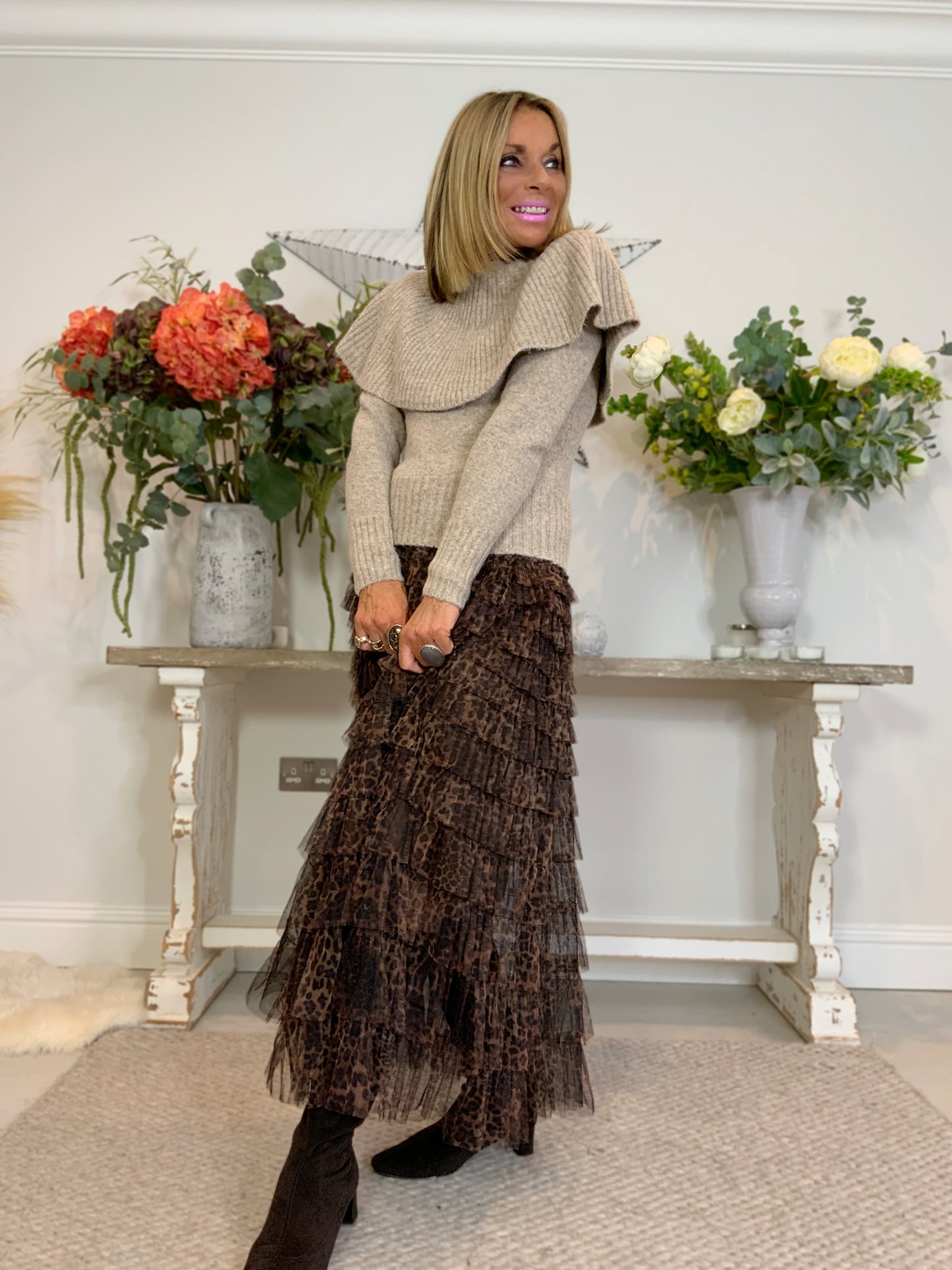 Anya Ribbed Yoke-Neck Jumper