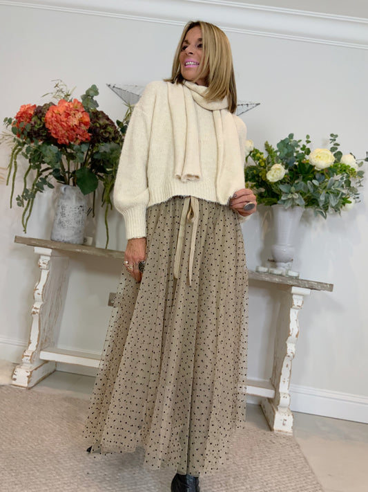 Polka Dot Tulle Maxi Skirt
