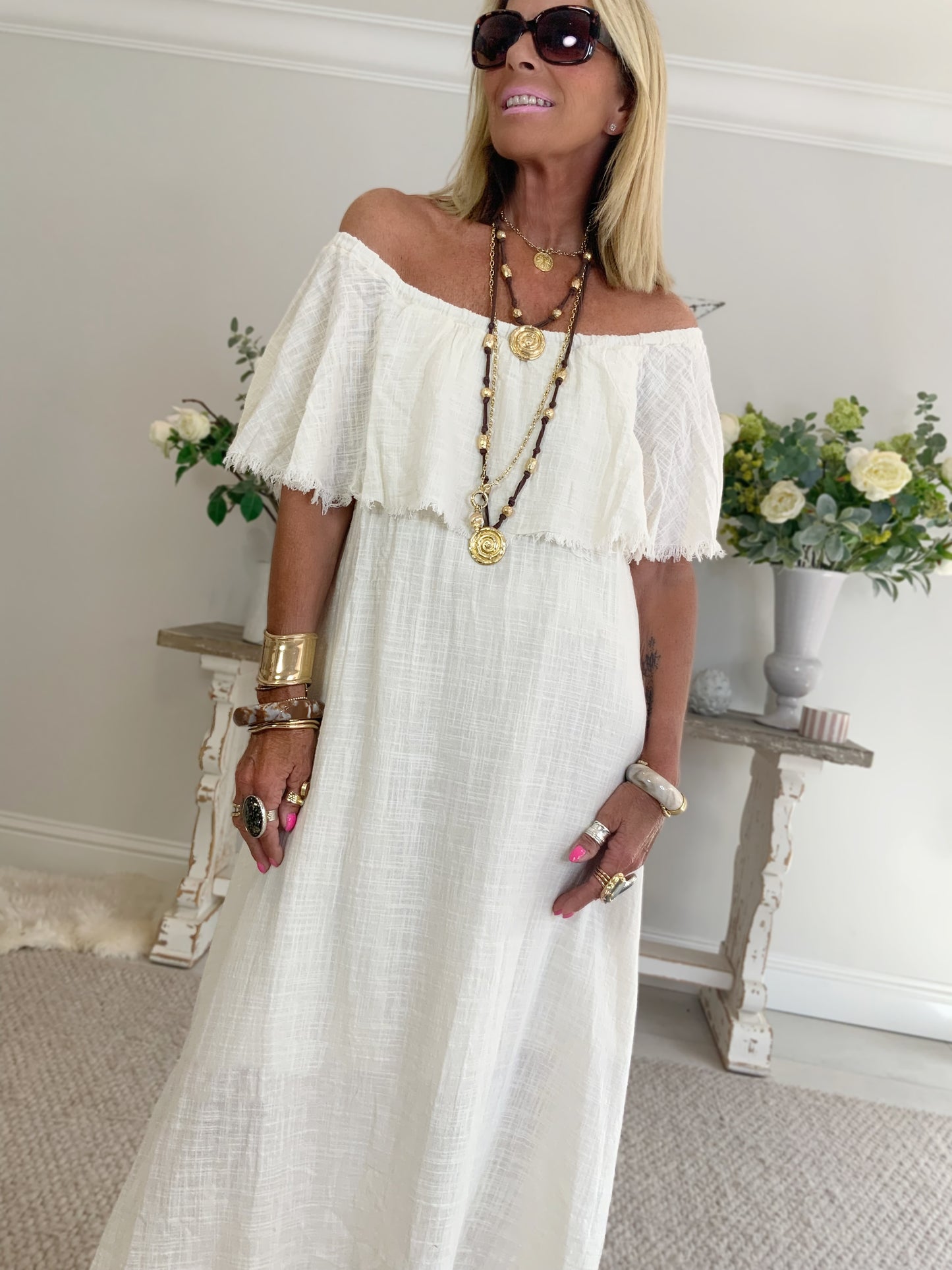Capri Off The Shoulder Maxi Dress