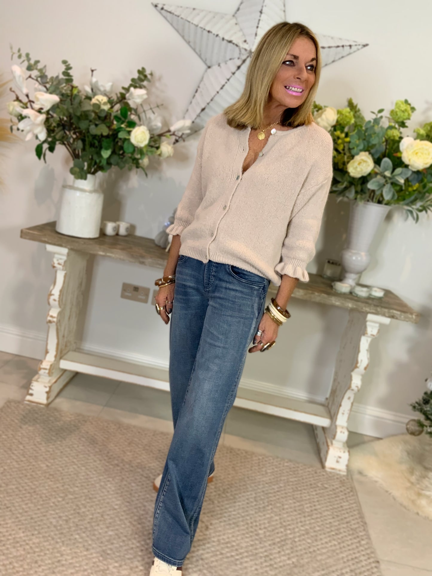 Ruffle Sleeve Cardigan