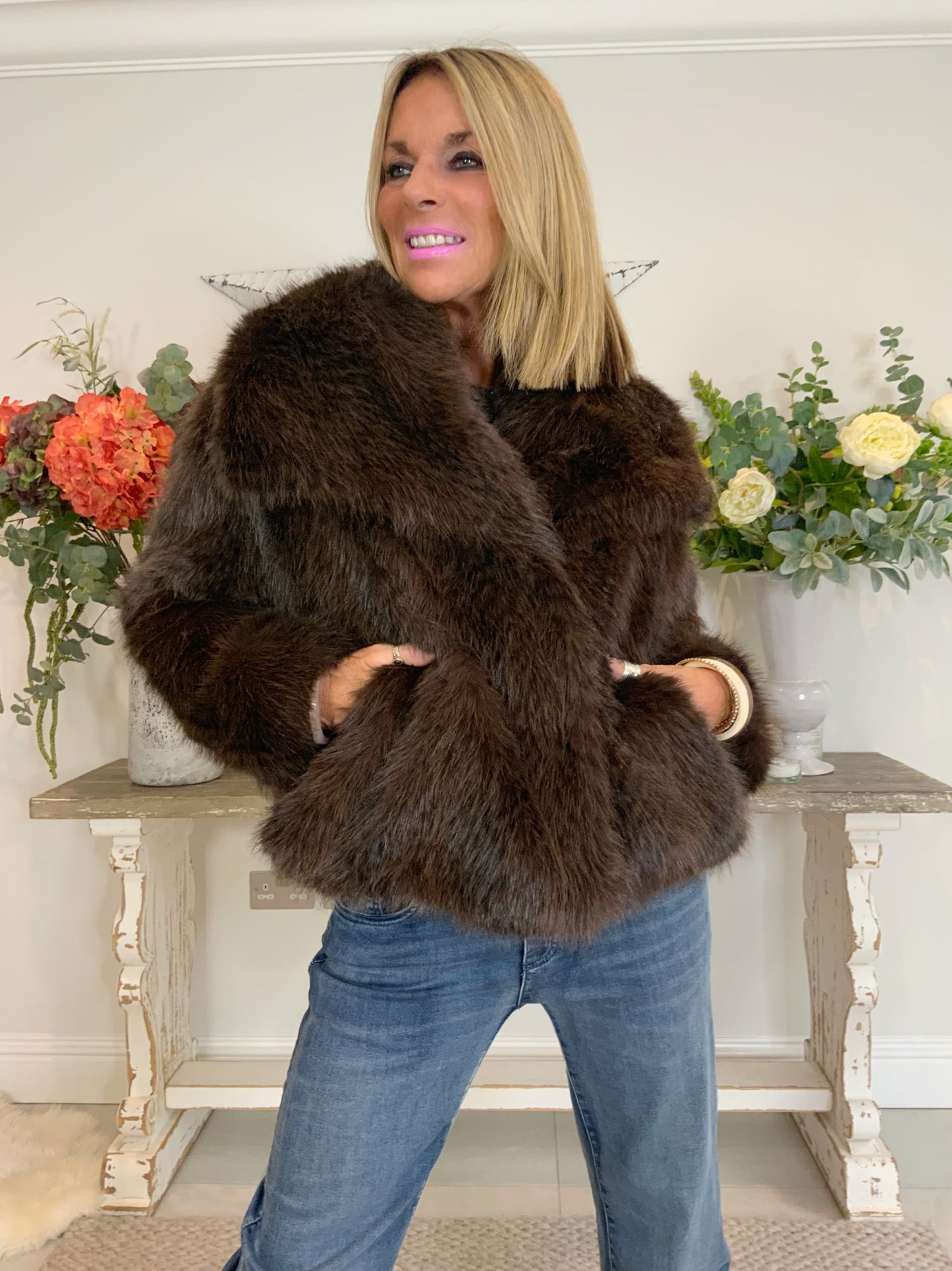 Vintage Fleck Faux Fur Jacket