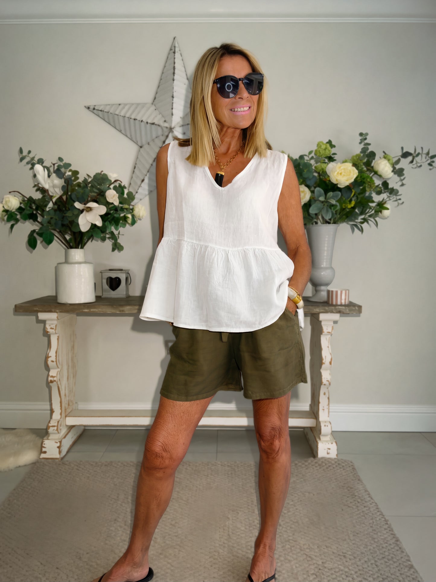 Linen V-Neck Top