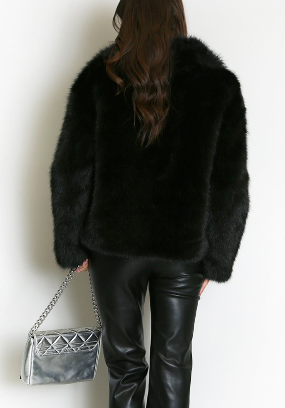 Luxe Double-Breasted Collar Faux Fur Jacket