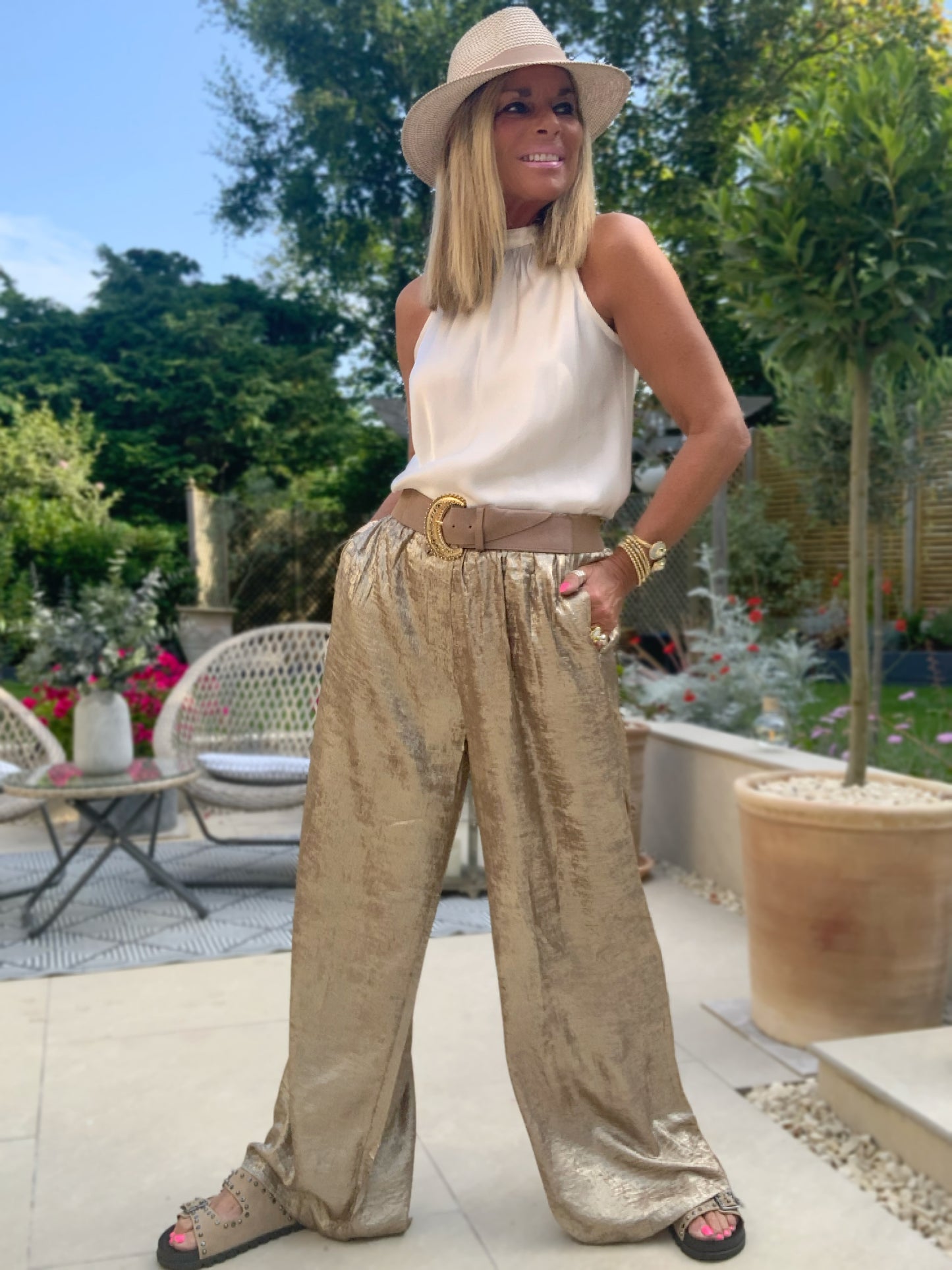 Gold Palazzo Trousers