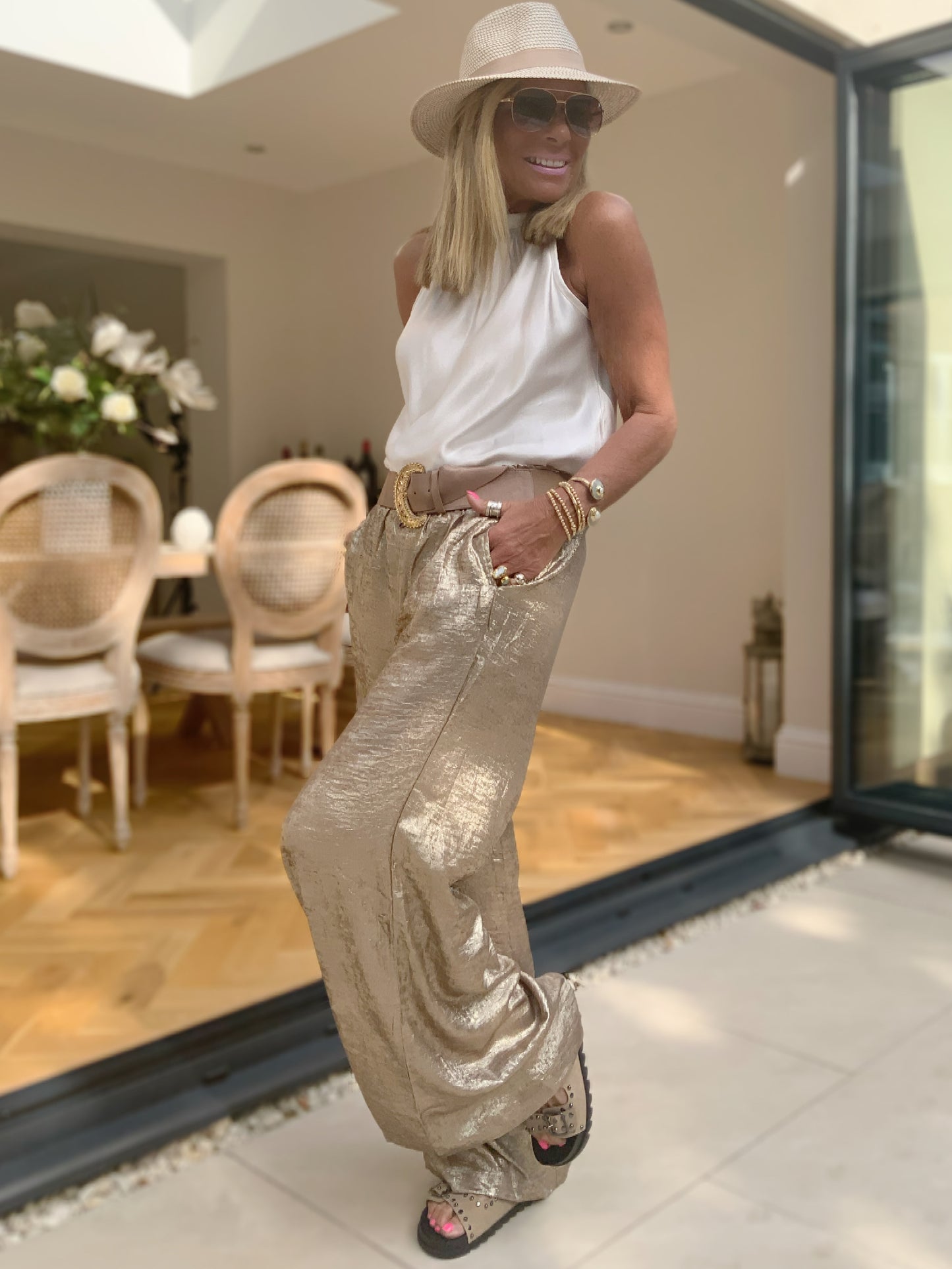 Gold Palazzo Trousers