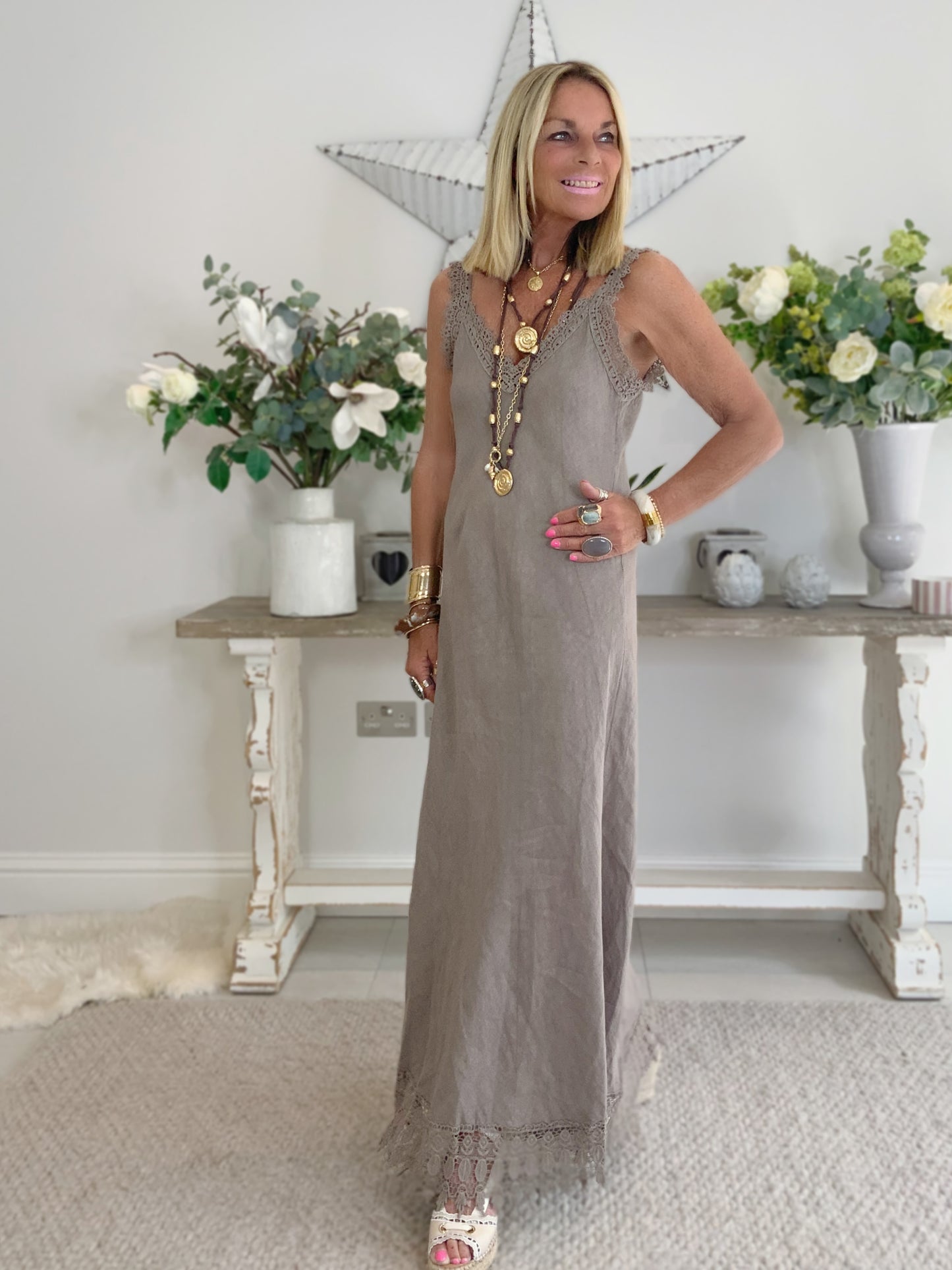 Felicita Bias-Cut Linen Maxi Dress