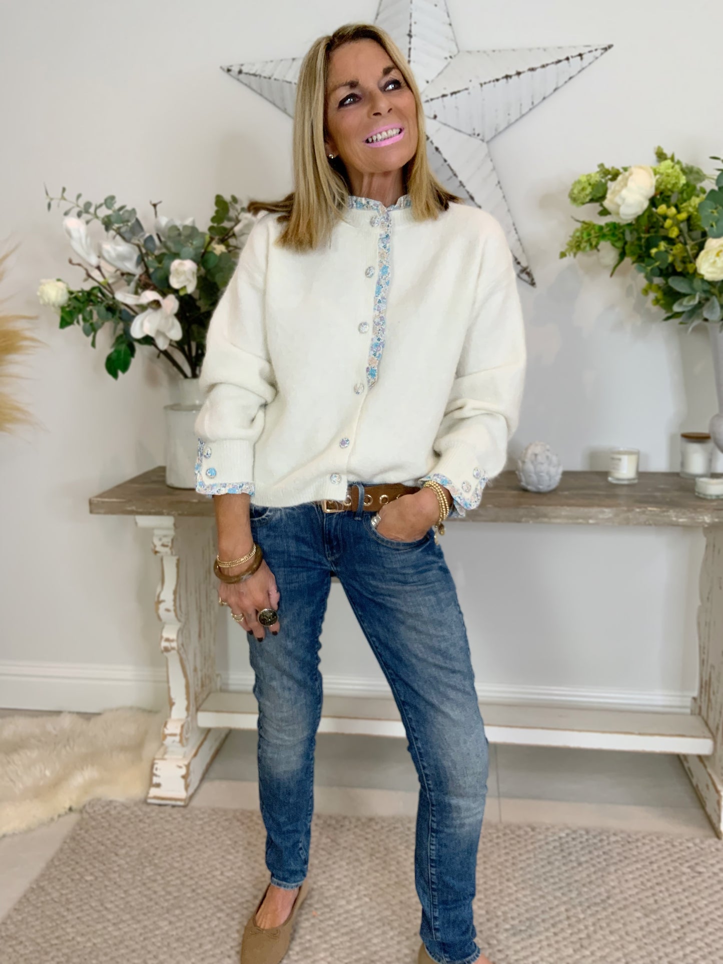 Freya Floral Trim Cardigan