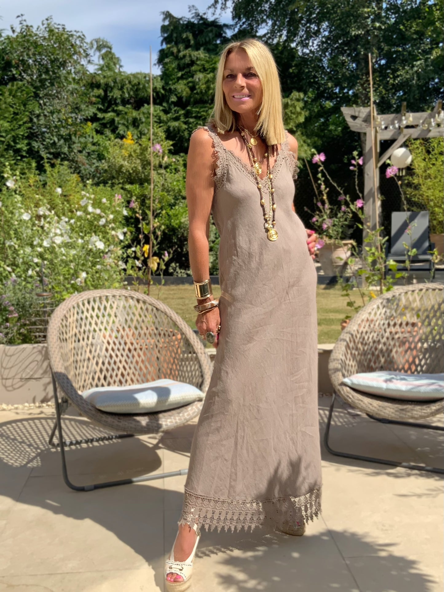 Felicita Bias-Cut Linen Maxi Dress