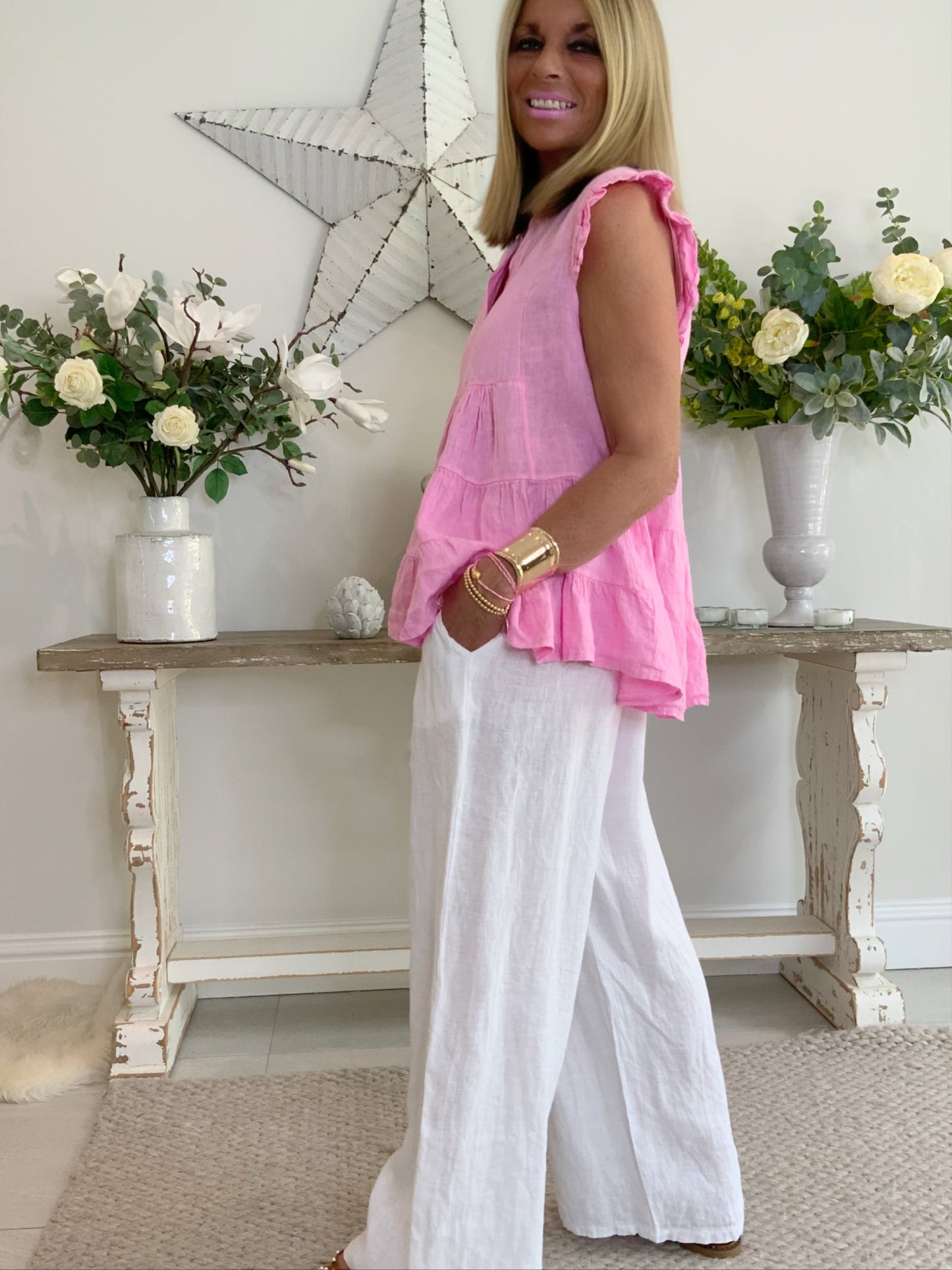 Wide-Leg Linen Trouser