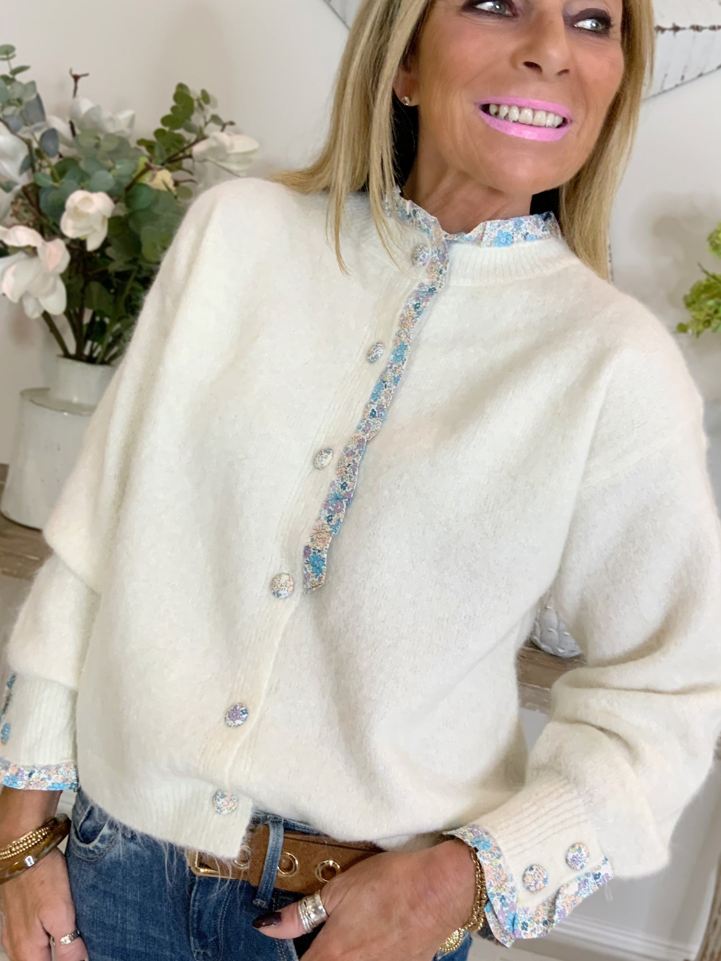 Freya Floral Trim Cardigan