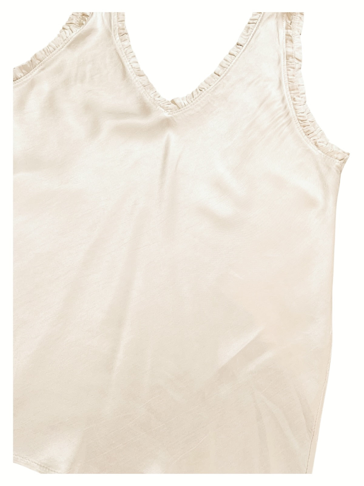 Satin Ruffle V-Neck Cami-Top