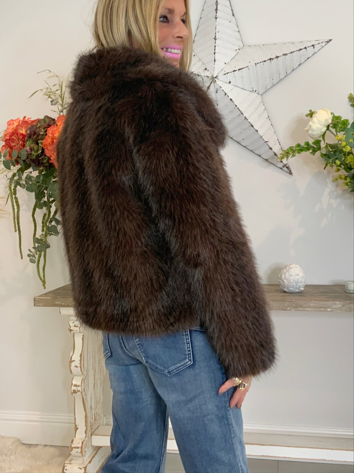 Vintage Fleck Faux Fur Jacket