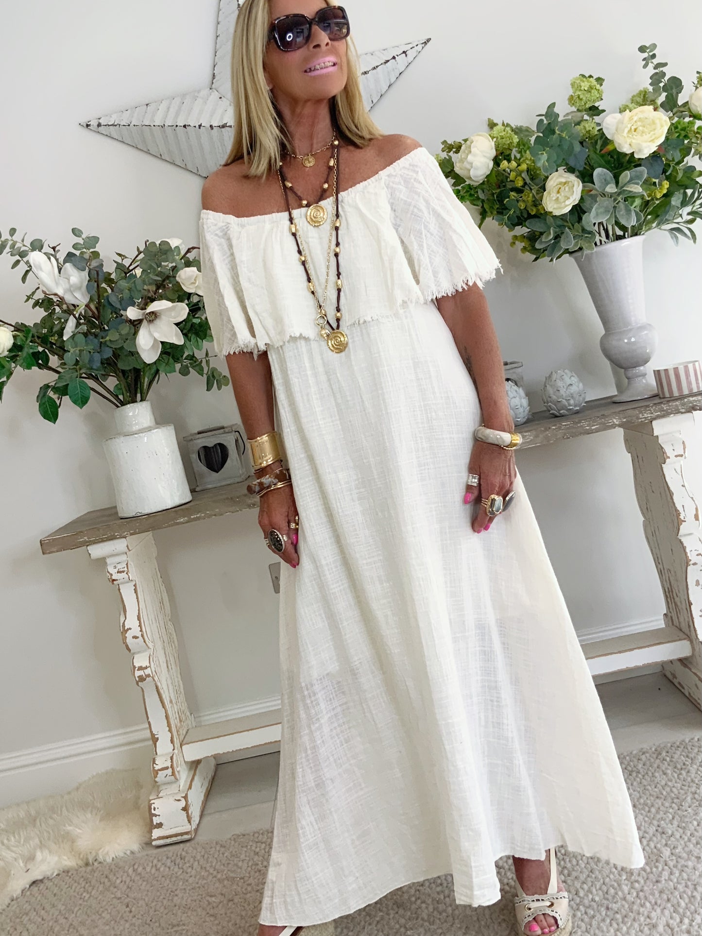 Capri Off The Shoulder Maxi Dress