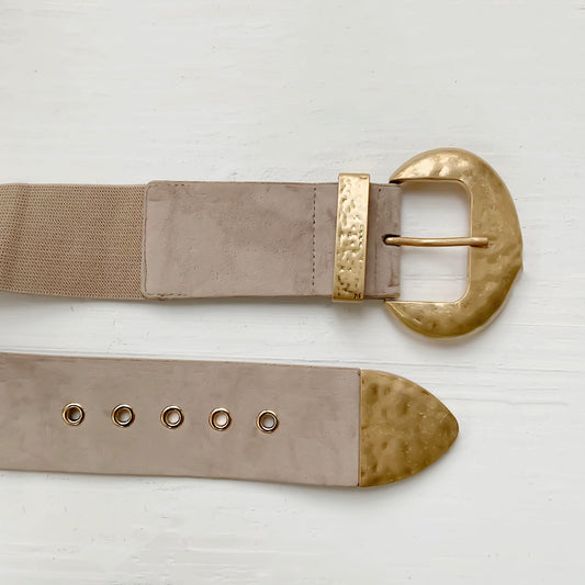 Faux Suede Gold Buckle Belt