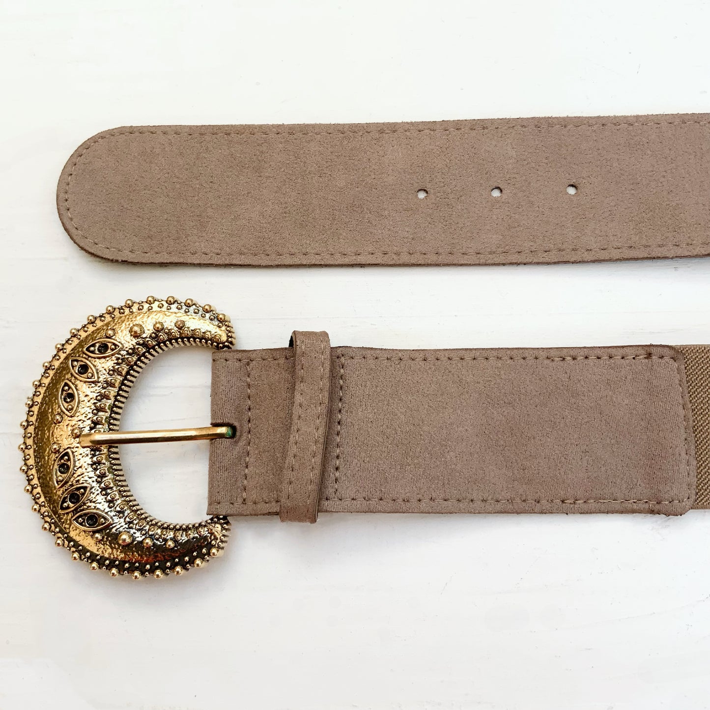 Faux Suede Elastic Buckle Belt