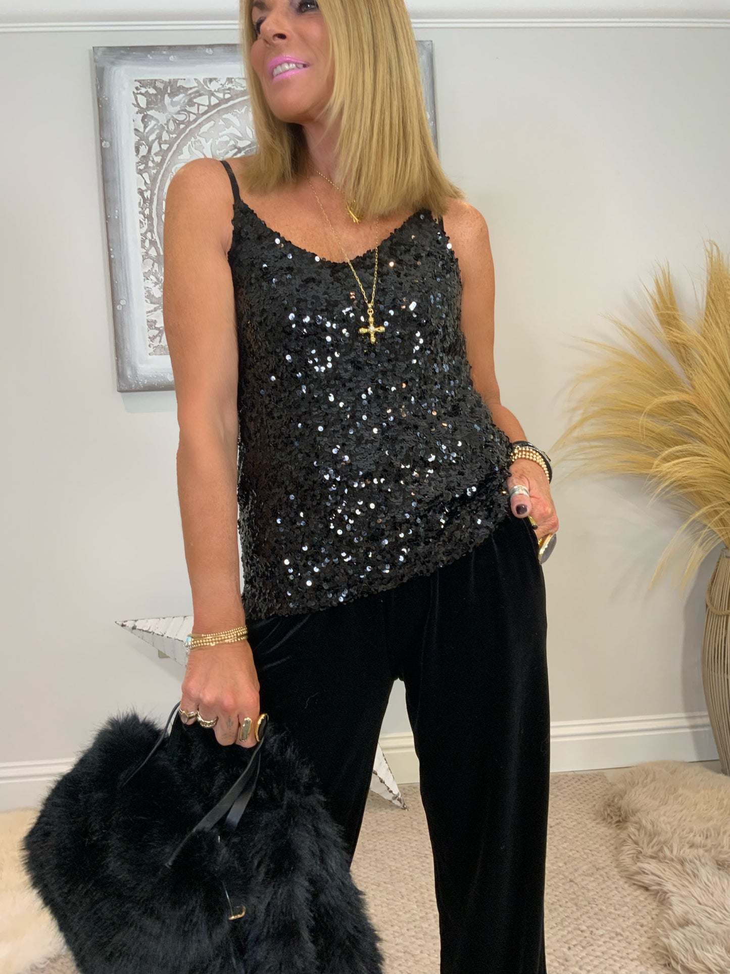 Black Sequin Camisole