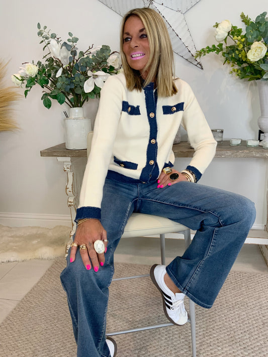Denim Trim Knit Jacket