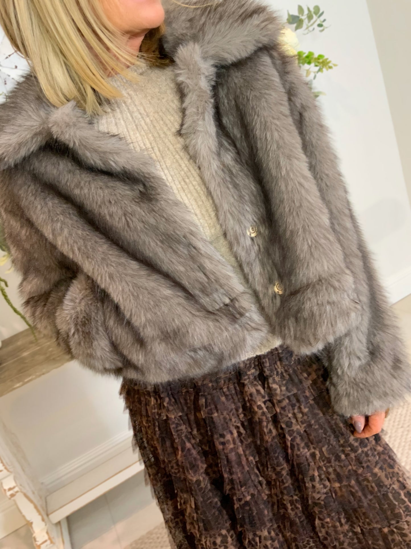 Collared Faux Fur Jacket