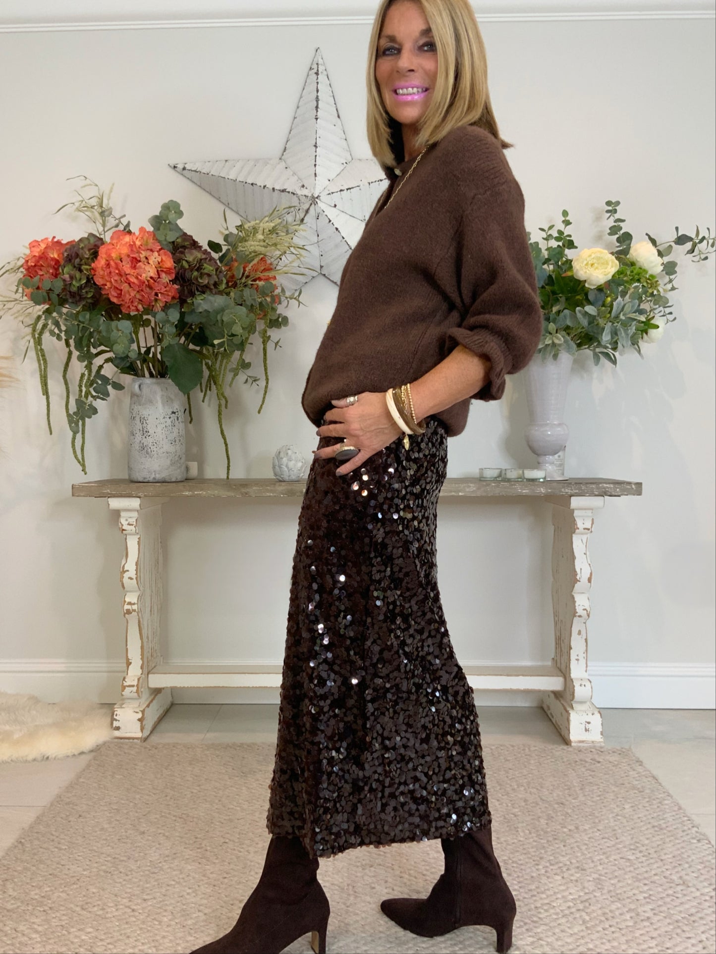 Gia Sequin Midi Skirt